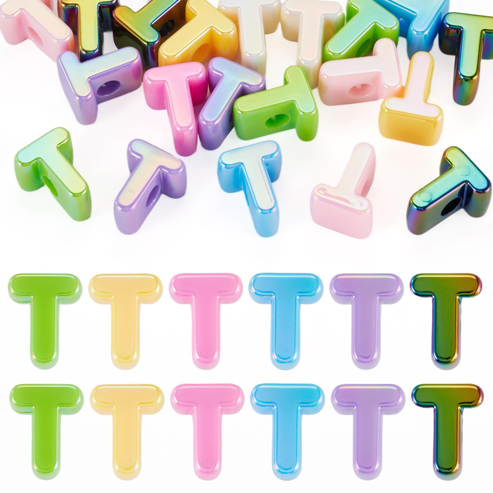 20Pcs Large Acrylic Letter Beads, Big Iridescent Letter Alphabet Beads, 3D Acrylic Letter Slide Bead Colorful Large Hole European Bead for Jewelry Making Name ID Craft โ image 1