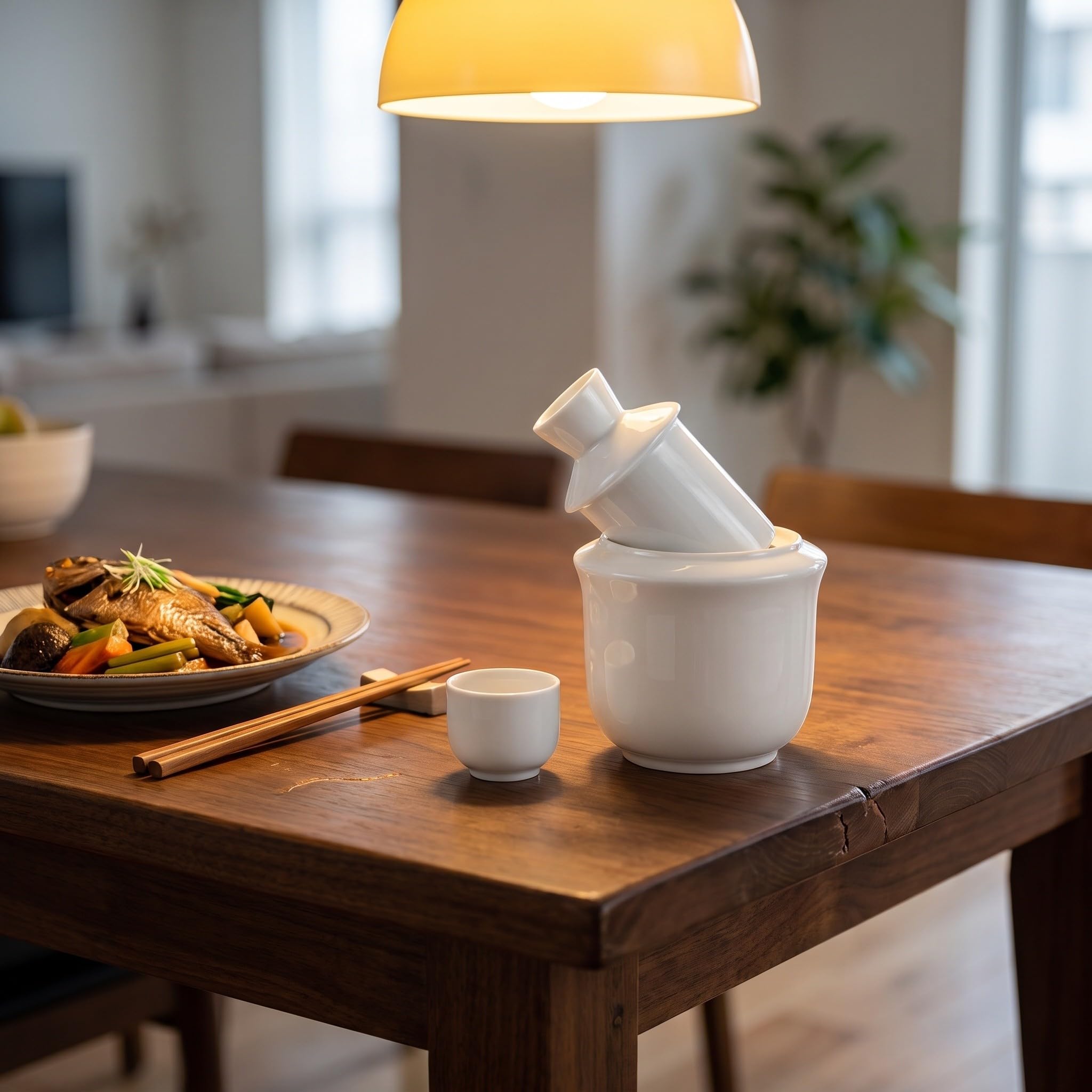 SOLUSTRE 1 zestaw ceramicznego podgrzewacza do sake z karafką i kubkami do