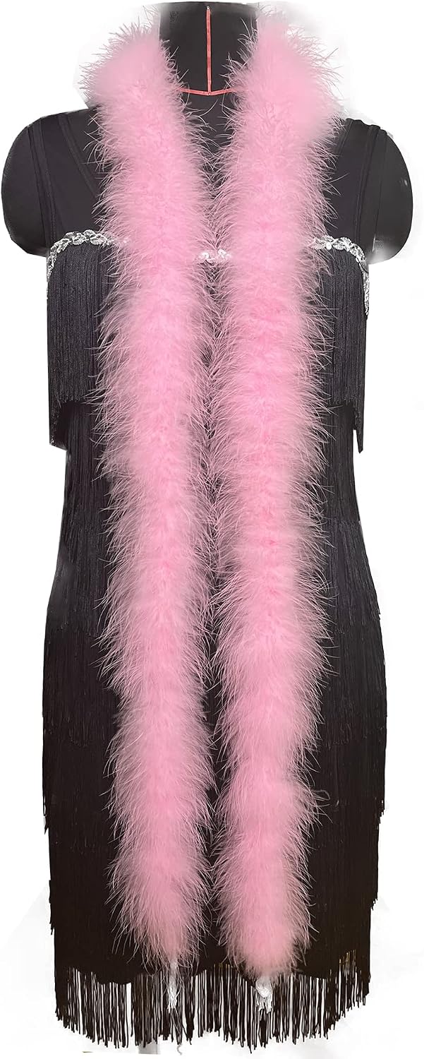 2 Yards 30g Fluffy Marabou Feather Boa for DIY Craft Sewing Trim Home Wedding Party Decoration-Light Pink