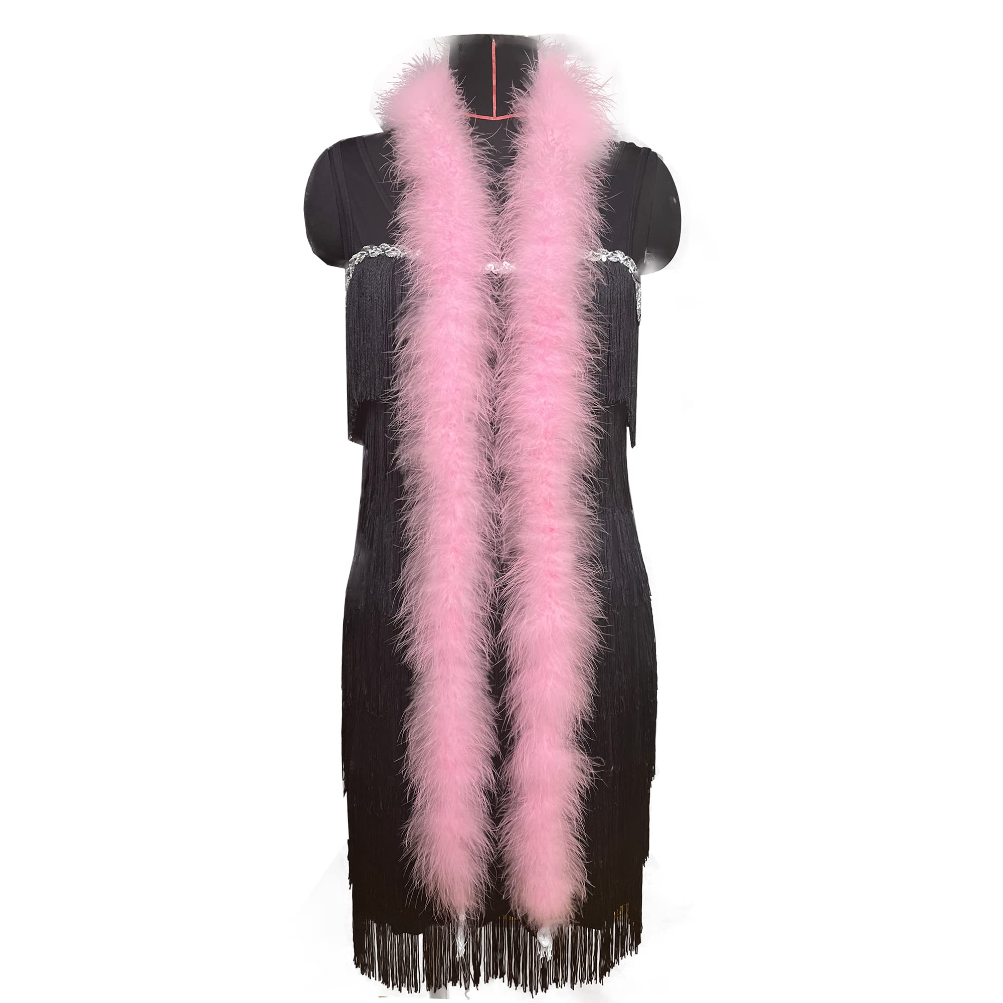 2 Yards 30g Fluffy Marabou Feather Boa for DIY Craft Sewing Trim Home Wedding Party Decoration-Light Pink