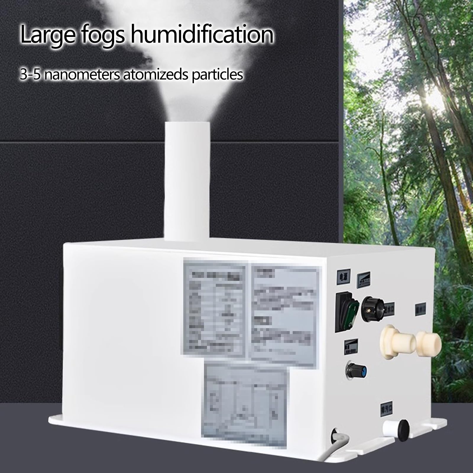 Umidificatore Ultrasuoni Ambiente 3.5L Umidificatore in Acciaio Inox con Doppia Uscita per La Nebbia Particelle Atomizzate da 3-5nm per Commerciale Industriale(37 * 26.5 * 20.2cm)
