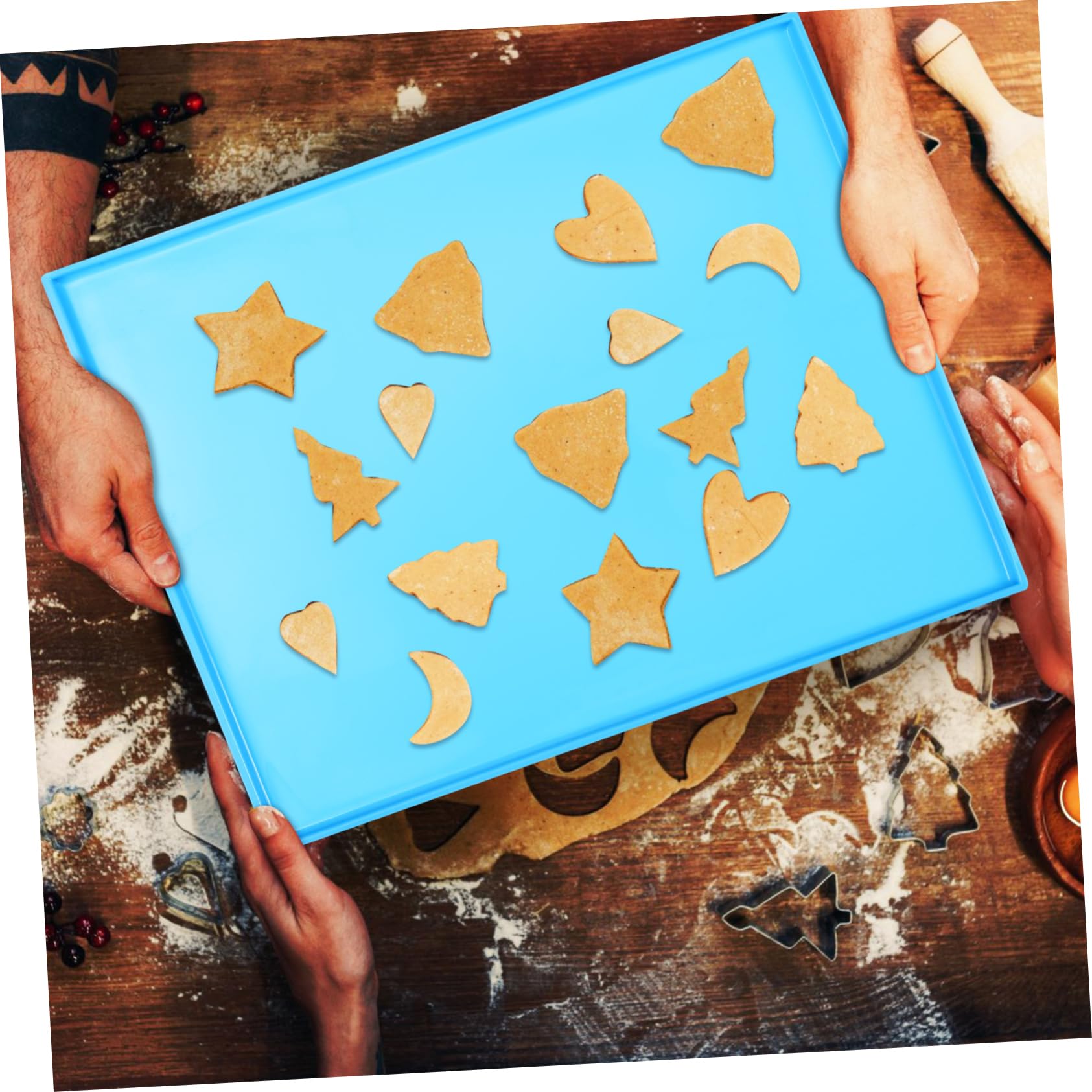 OUNONA Tappetino in Silicone da Forno Antiaderente con Bordi Rialzati Tappetino da Forno per Biscotti e Impasto Pratico Rivestimento per Teglie in Silicone