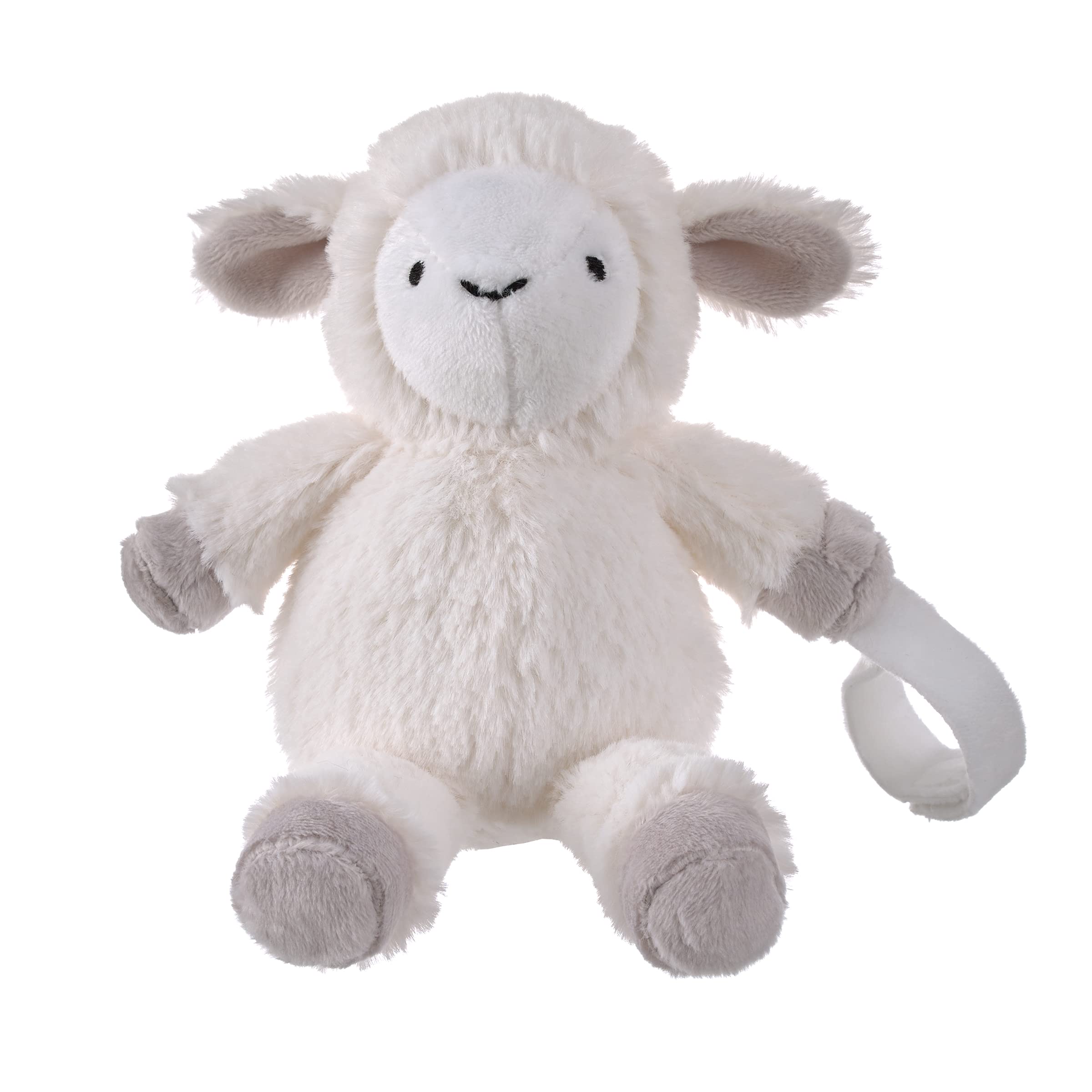 NoJoLittle Love Lamb Shaped White and Taupe Plush Pacifier Buddy