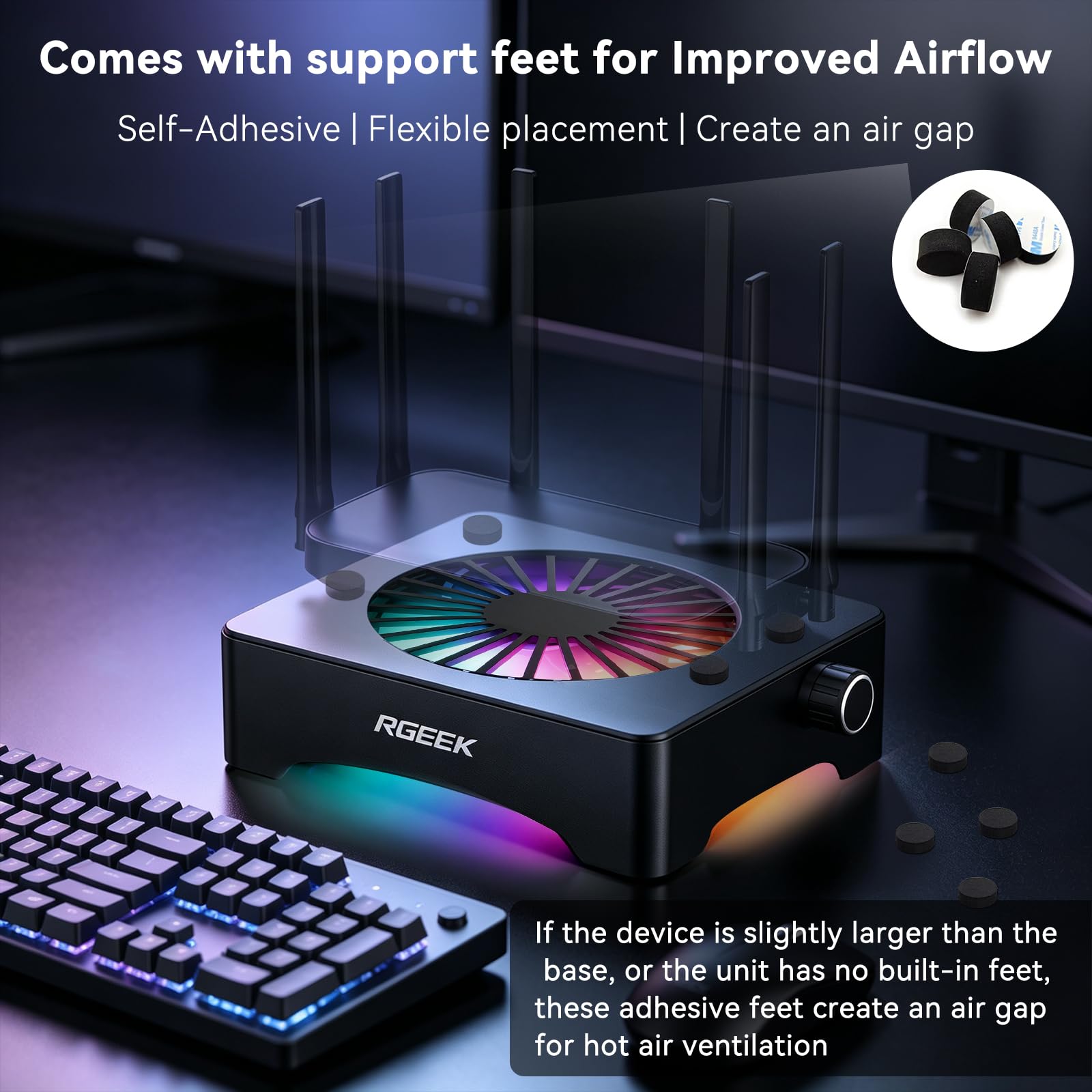 Ventola USB silenziosa per computer, base mini ventola di raffreddamento