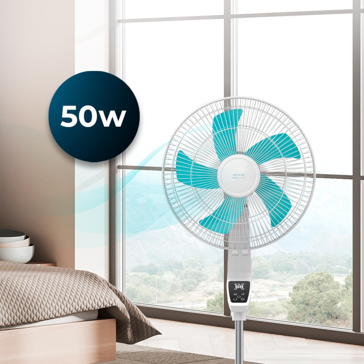 Cecotec EnergySilence 1600 Woody Smart. Ventilador Trípode 50W 4 aspas de 16 Pul