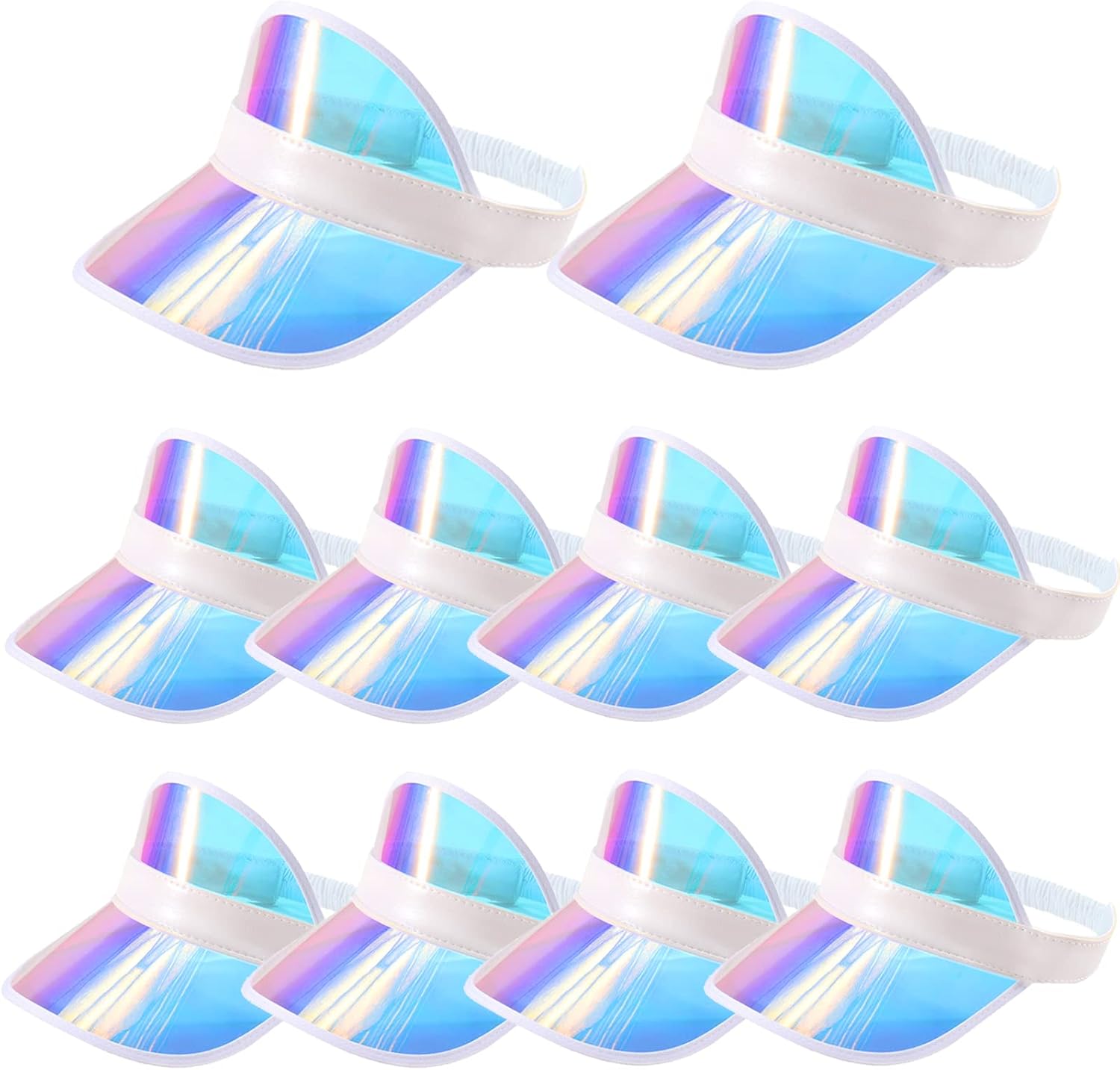 Forwe 10 Pack Retro Candy Color Clear Sun Visor Hats for Women - UV Protection Beach Hats for Outdoor Sports & Hiking