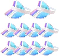 Forwe 10 Pack Retro Candy Color Clear Sun Visor Hats for Women - UV Protection Beach Hats for Outdoor Sports & Hiking