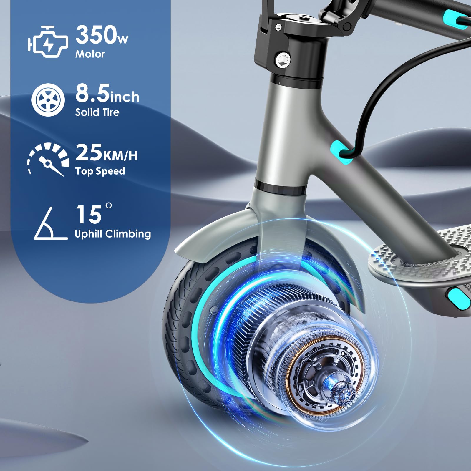Monopattino Elettrico per Adulti,Pneumatici 8.5/10",Motore Potente 350/500W, Autonomia fino a 36/40/45km, Velocità Massima 25 km/h, Doppio Illuminazione e Doppia Frenata, APP Smart