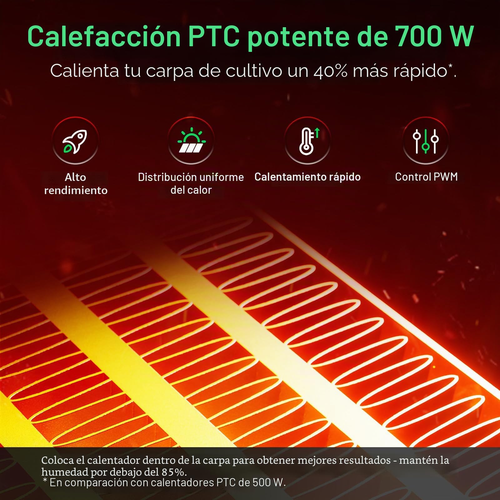 VIVOSUN AeroFlux Calentador Inteligente para Tienda de Campaña con Termostato, Calefacción PTC de 700W, Compacto y Portátil con VPD, Control de Aplicaciones y Protección Contra Sobrecalentamiento
