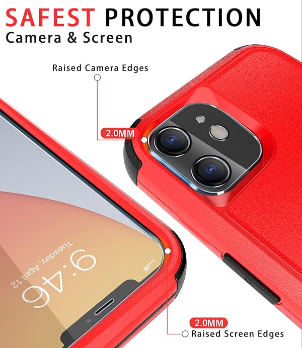 Diverbox for iPhone 11 Case [Shockproof] [Dropproof] [Tempered Glass Screen Protector],Heavy Duty Protection Phone Case Cover for Apple iPhone 11 (Red-3in1) by Diverbox - Used condition - Image 3