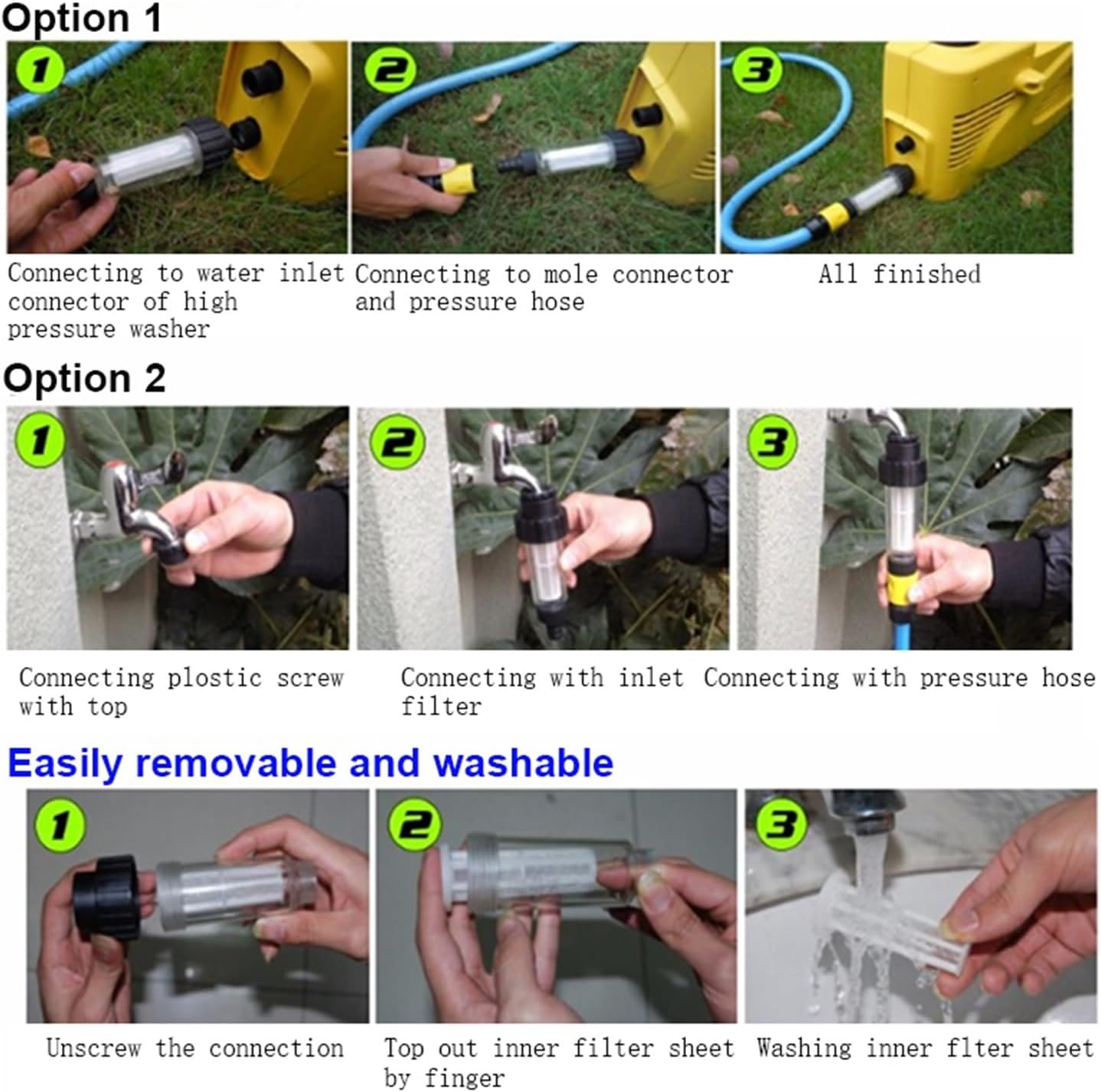 High Pressure Washer Water Filter,Compatible for Karcher K2 K3 K4 K5 K6 K7 G 3/4'' Water Filters Car Pressure Washer Assessoires(Set 1)