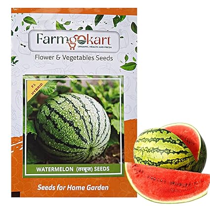 FARMGOKART 5 Gms WATERMELON SEEDS -STRIPPED F1- HYBRID SEEDS, Vegetable and fruit Seeds for Home Gardening, Farming, Hydroponics and Poly Houses