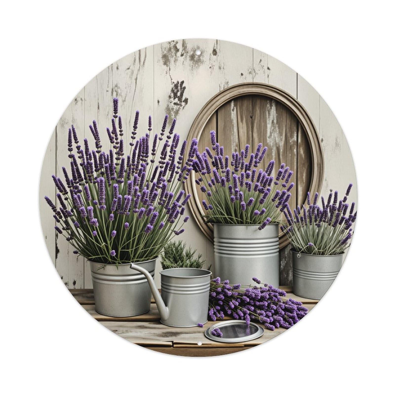 Lavender Purple Metal Pots Rustic Metal Tin Sign Vintage Garden Bedroom Cafe Bar Man Cave Home Wall Decor Metal Poster 8x8 inches