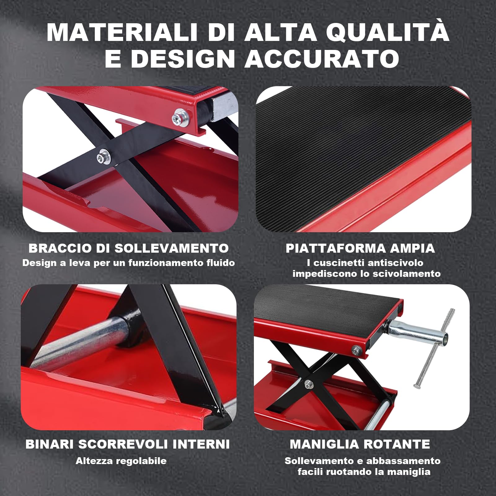 Ponte sollevatore per moto 500 kg ampio ponte 8,5-34 cm