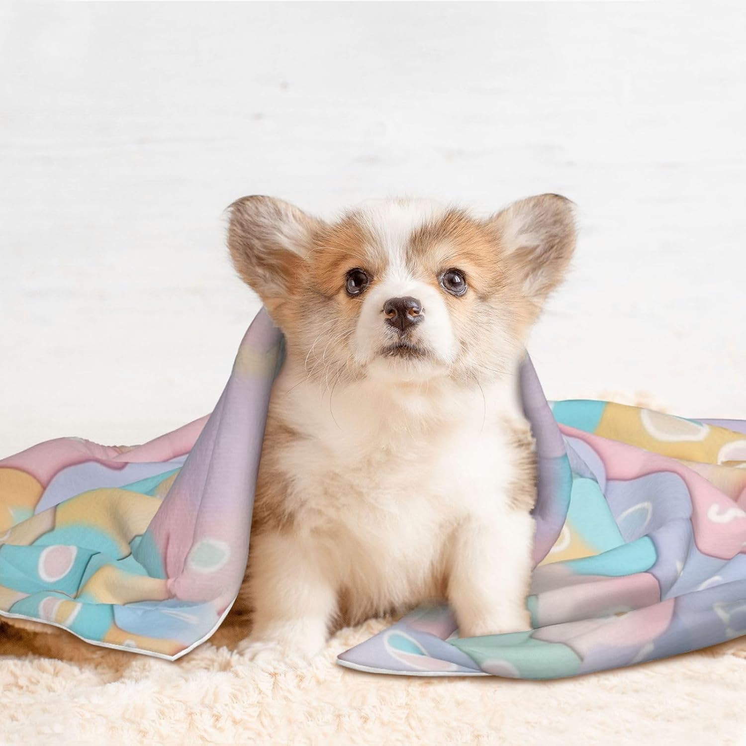 Irregular Colorful Puzzle Pet Blanket for Dogs & Cats â€“ Soft Plush Dog Blankets for Small & Large Dogs, Couches, Beds, and Cars