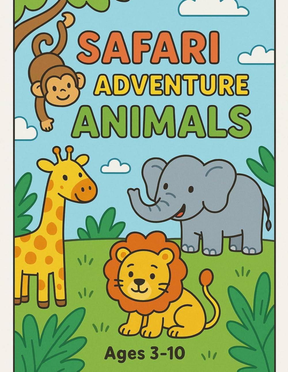 Safari Adventure Animals Coloring Book: Simple and Fun Safari Animal Coloring Pages for Kids Ages 3–10