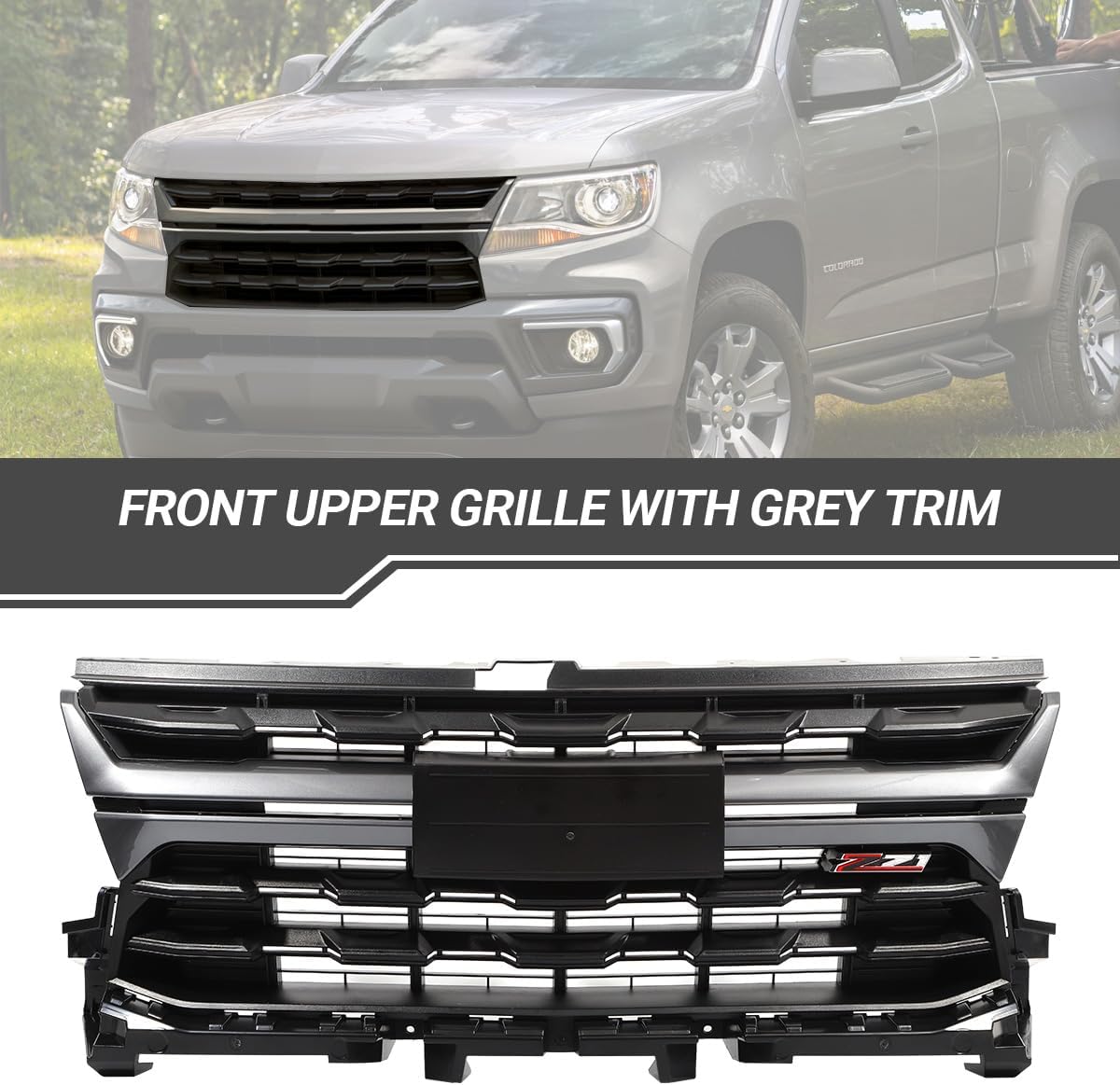 ZXMOTO Fit For Chevrolet Colorado 2021-2022 Front Bumper Grille Assembly,Grey,Replaces OE 84896827, 84896828