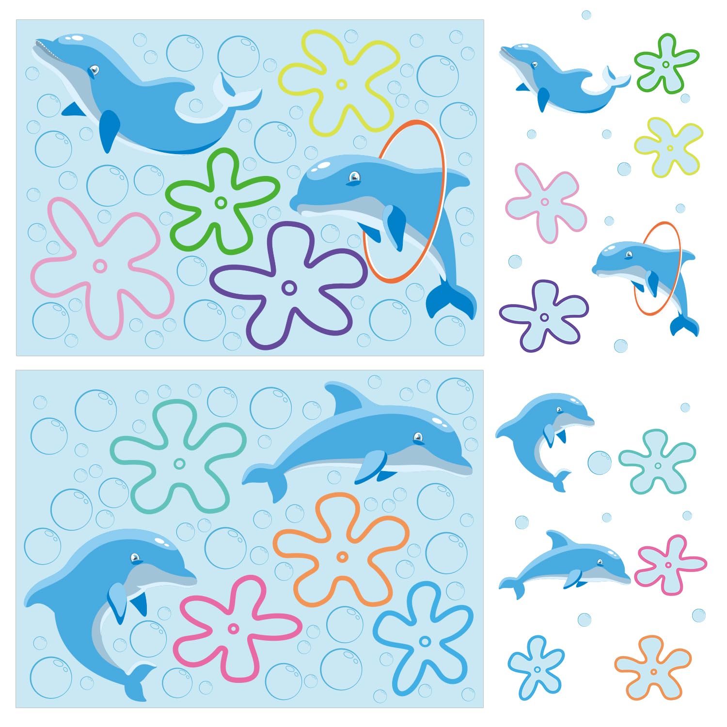PEUTIERPack of 8 Bubble Wall Stickers, Bubble Wall Stickers, Underwater Decorations, Wall Stickers, Bubble Stickers, Colourful Bathroom Decor for Bathroom Wall Decor for Boys (Dolphins)