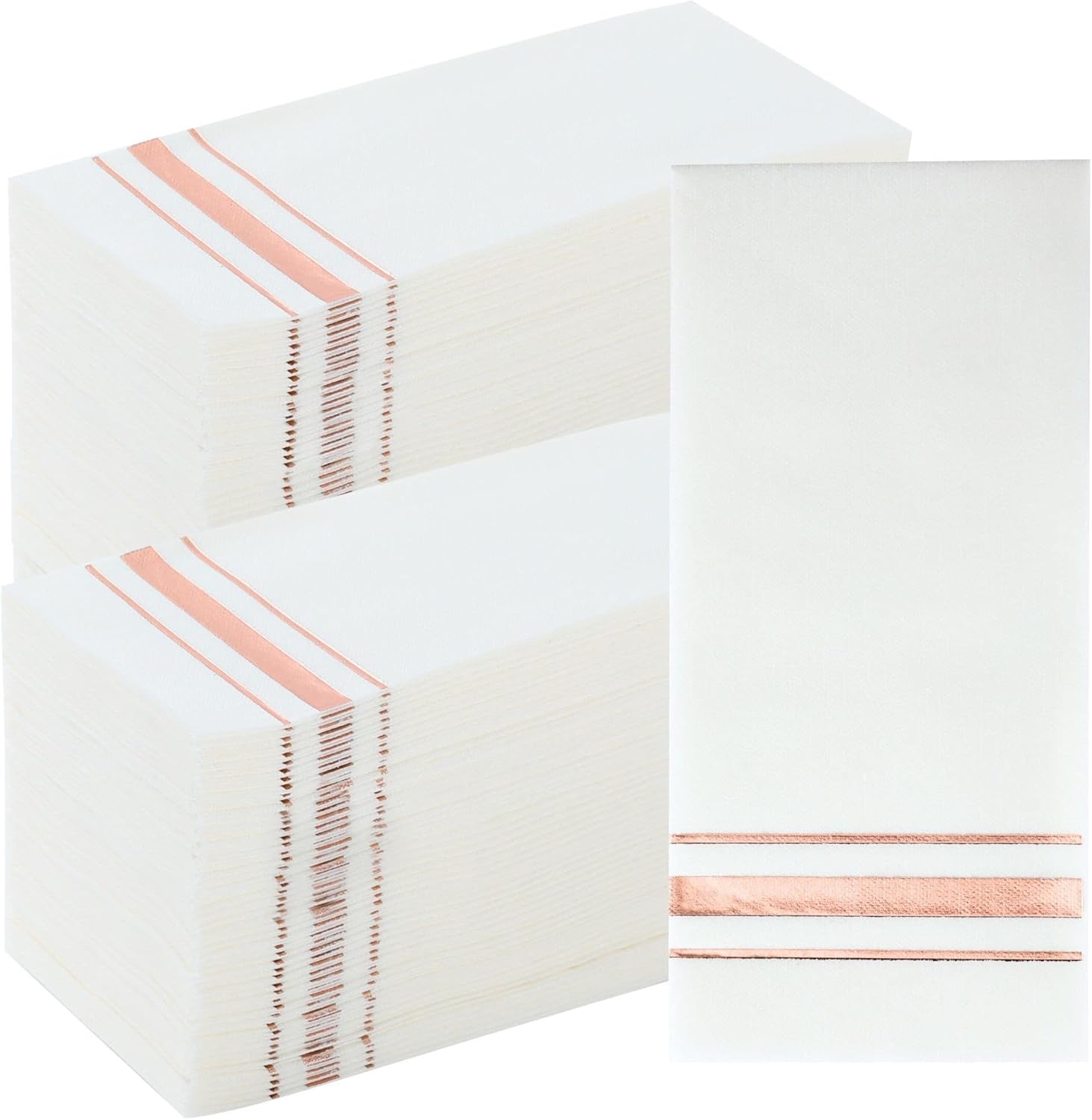 White and Rose Gold Napkins Disposable Decorative 200 PK