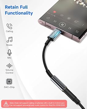 LERTOSEN 2 Pack USB C to 3.5mm Headphone Jack Adapter + USB C to 3.5mm DAC Dongle(Bundle)