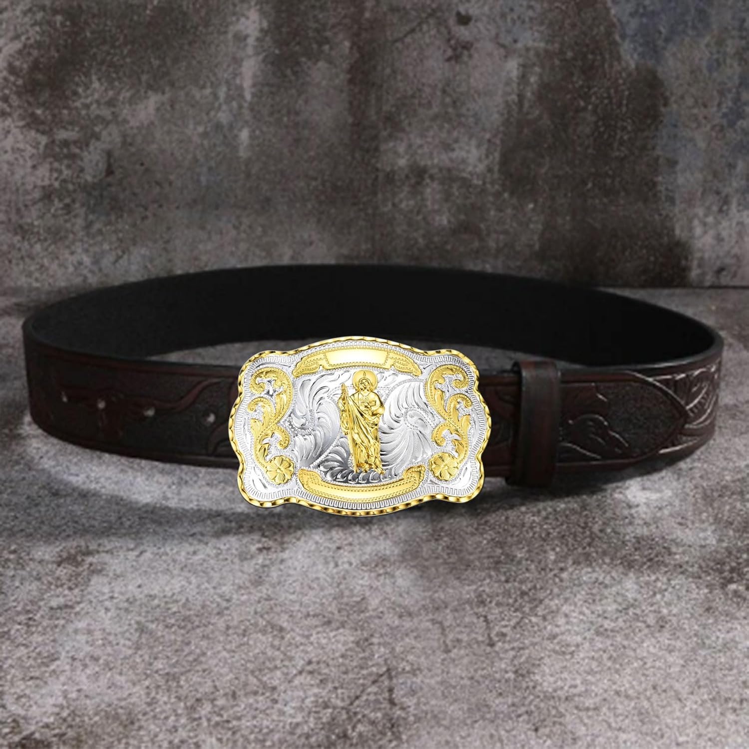 Western Grim/St Jude/Texas/Horse/Bull Belt Buckle for Men, Large American Belt Buckles Jeans Accessory - Image 4