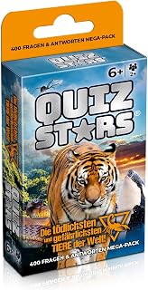 QUIZSTARS Tödlichste Tiere der Welt Quiz Kartenspiel 400 Fragen Wissen Spiel ab 6 Jahren für Kinder Erwachsene Familien Spiel Reise Quizspiel Tiere