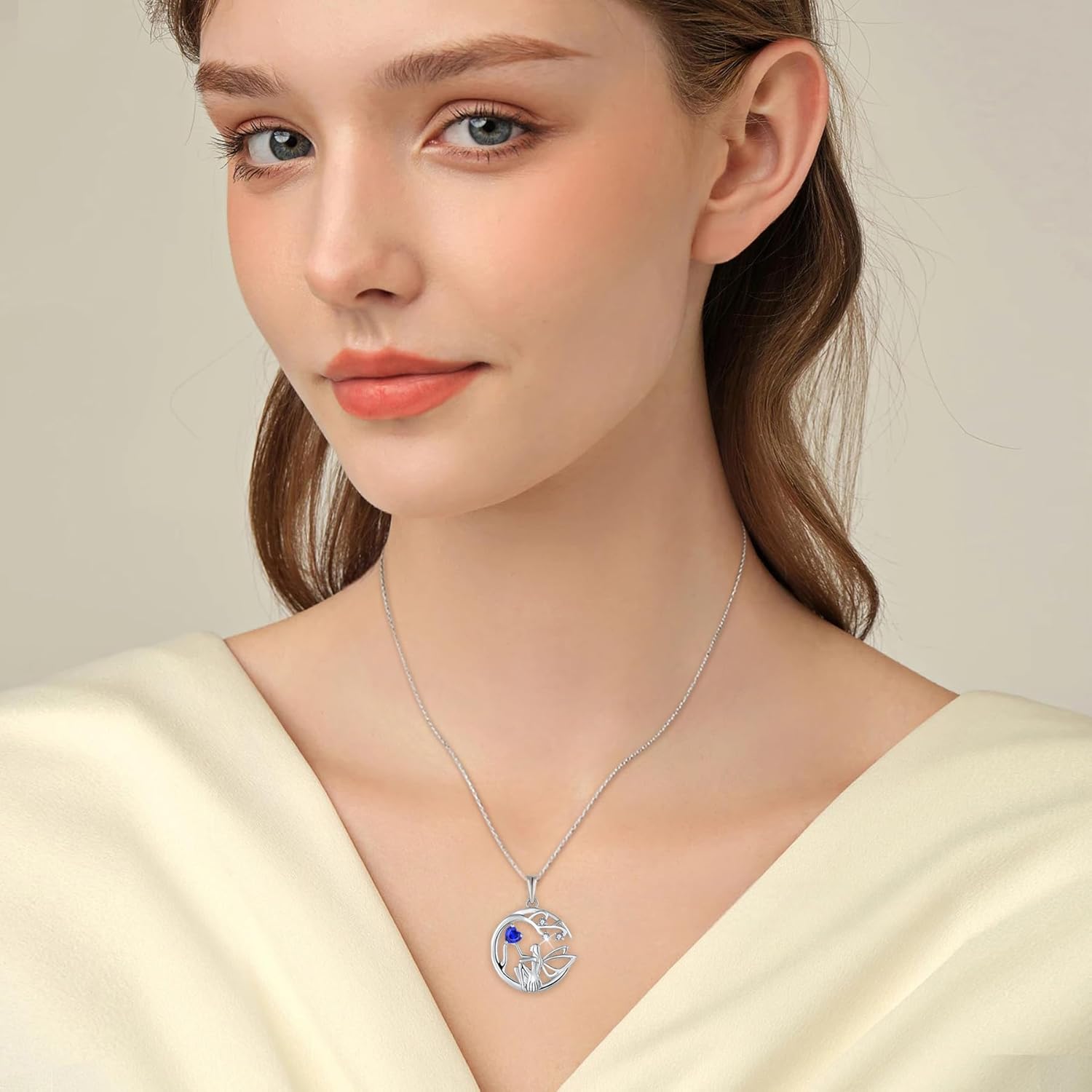 Guardian Angel Necklace for Women 925 Sterling Silver Tree of Life Necklace Birthstone Created Gemstone Pendant Jewelry Gifts for Women - Image 2