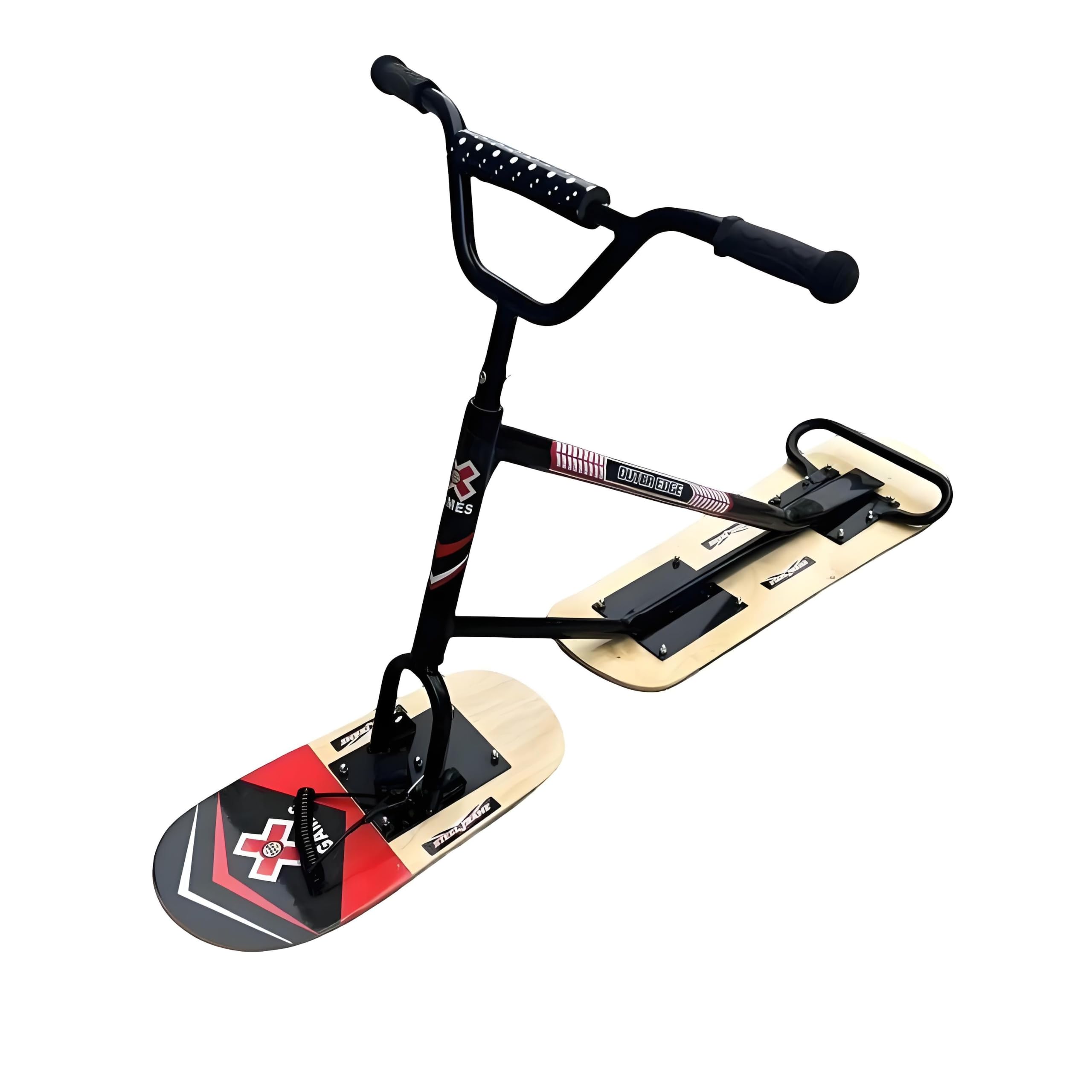 Slitta/Sci Potenziati – Monopattino da Neve/Snowboard per Adulti con Portata di 100 kg e Sterzo a 360° – Veicolo da Neve all‑Terrain per Adulti e Principianti Woodcolor