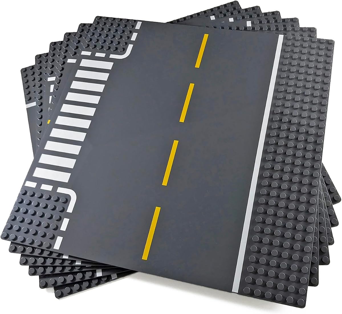 Road Base Plates for Building Blocks, 6-Pack, Compatible with Major Brands | Build custom cities with versatile road plates perfect for vehicles, buildings, and imaginative play
