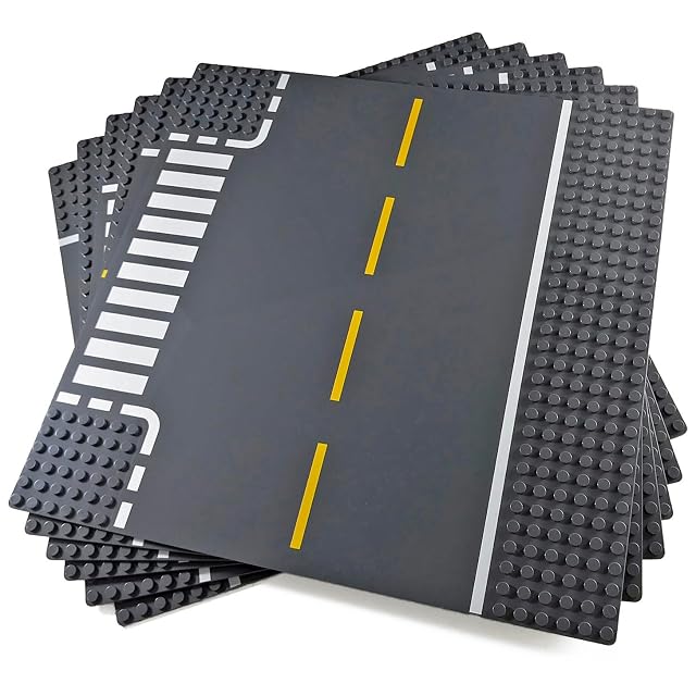 Placas Base de Carretera para Bloques de Construcción, Paquete de 6