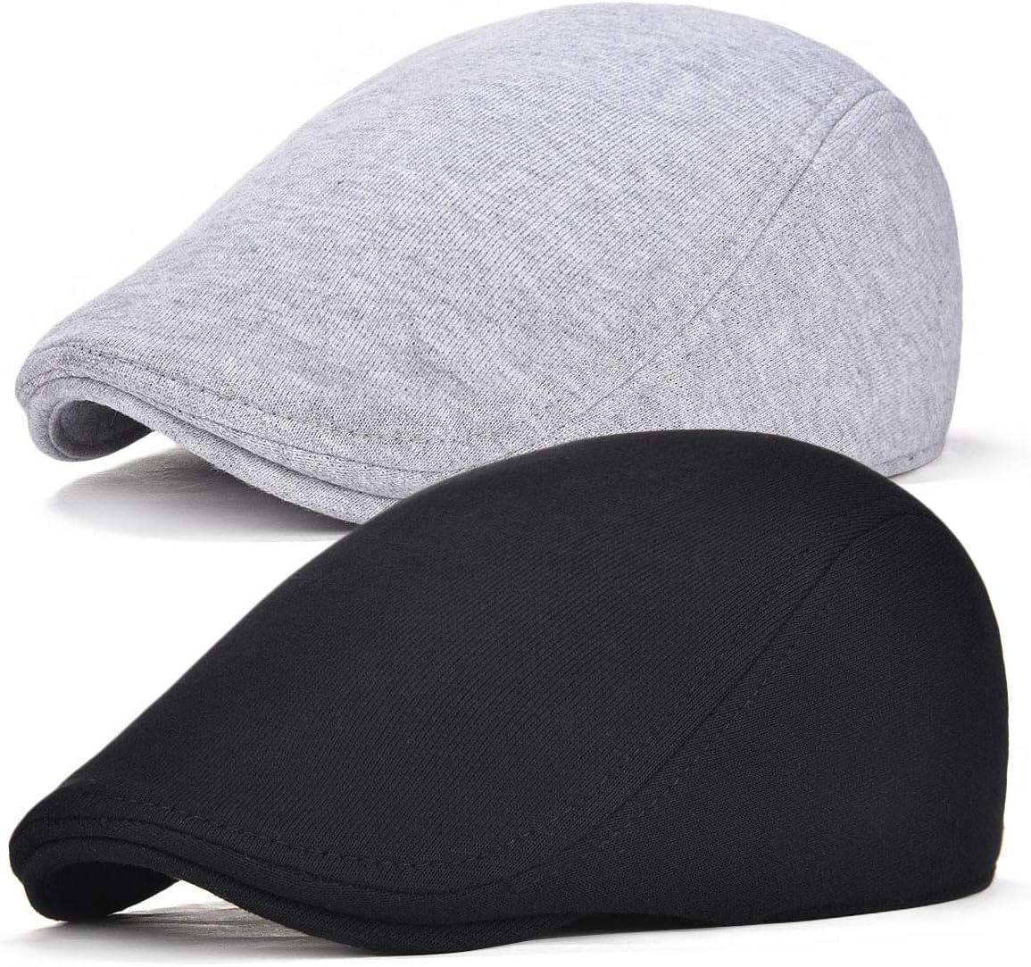 FEINIONFEINION Men Cotton Newsboy Cap Soft Fit Cabbie Hat