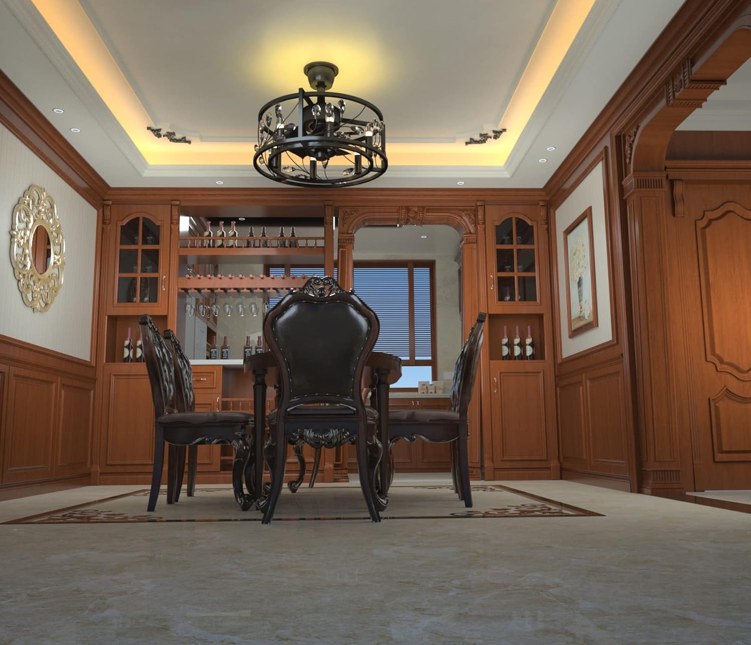 Jescory Caged Ceiling Fan with Lights Remote Control, Modern Flush Mount Small Ceiling Fan, Black Chandelier Enclosed Ceiling Fan for Bedroom, Include Led Bulbs : Tools & Home Improvement