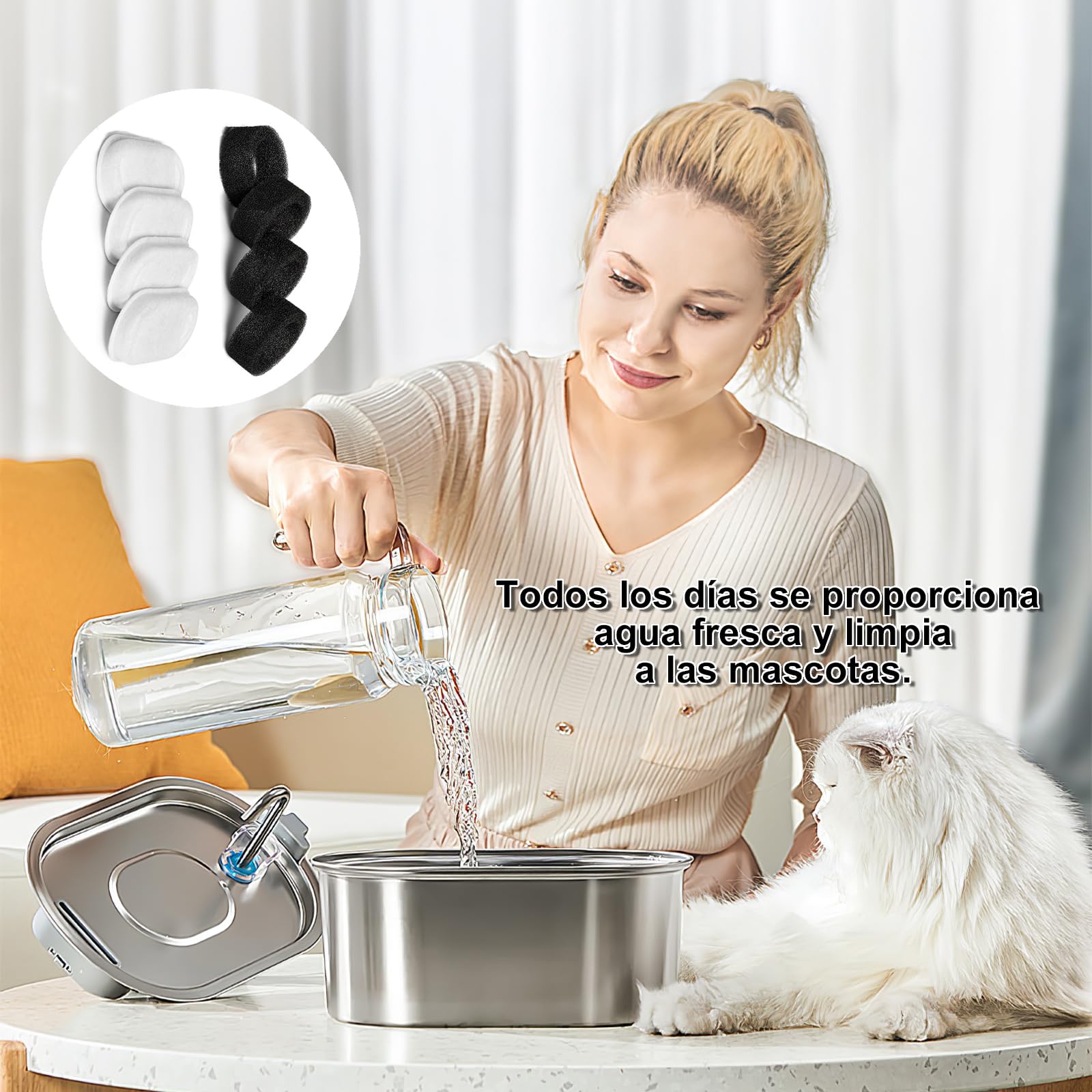 12 Filter + 12 Schwämme Für OPOWO Katzenbrunnen FT999 – 5-lagige Filtration