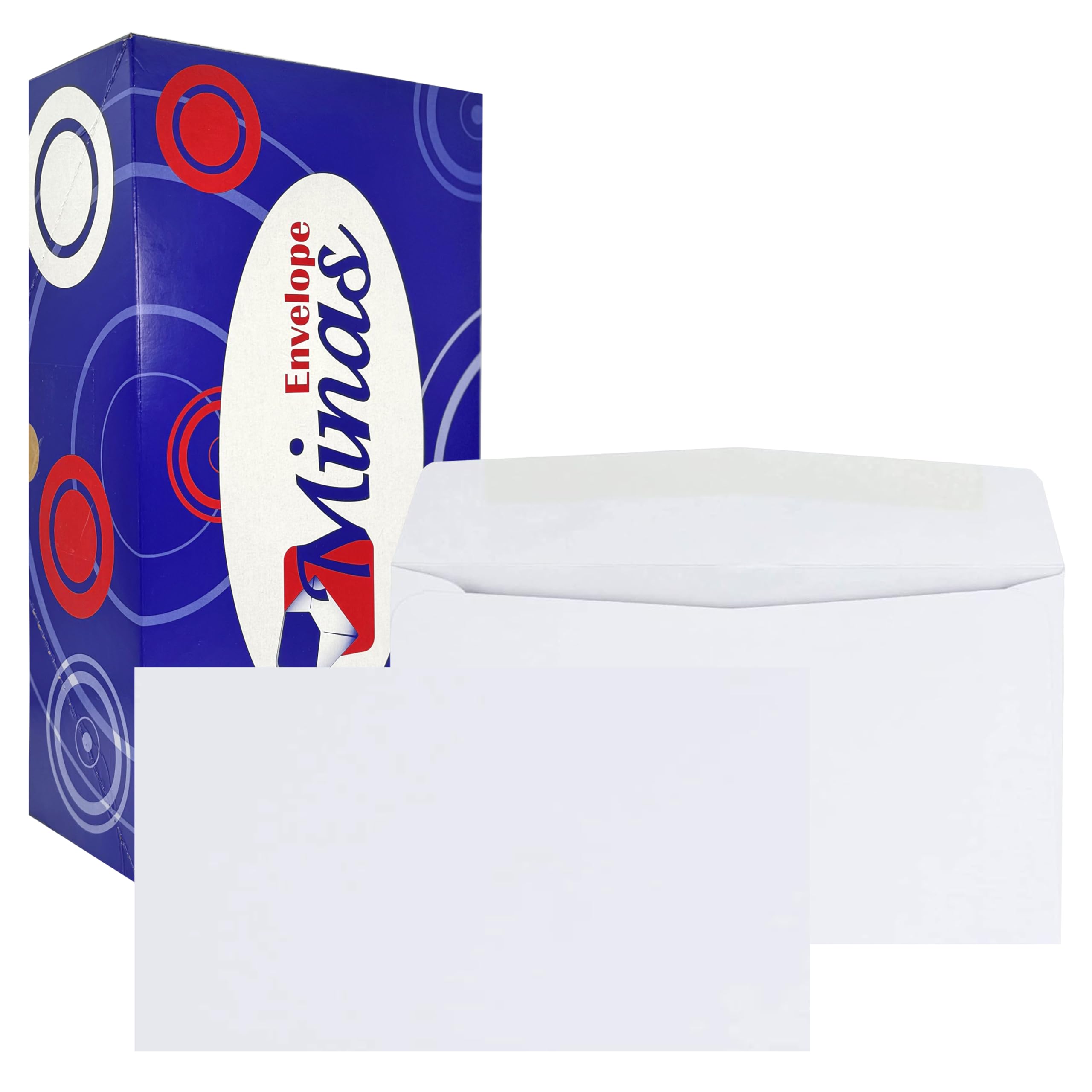 500 Minas Envelope 6 3/4 Business Envelopes, 3 5/8 x 6 1/2 Inches, 24lb White Paper, Gummed Closure, 500 Count