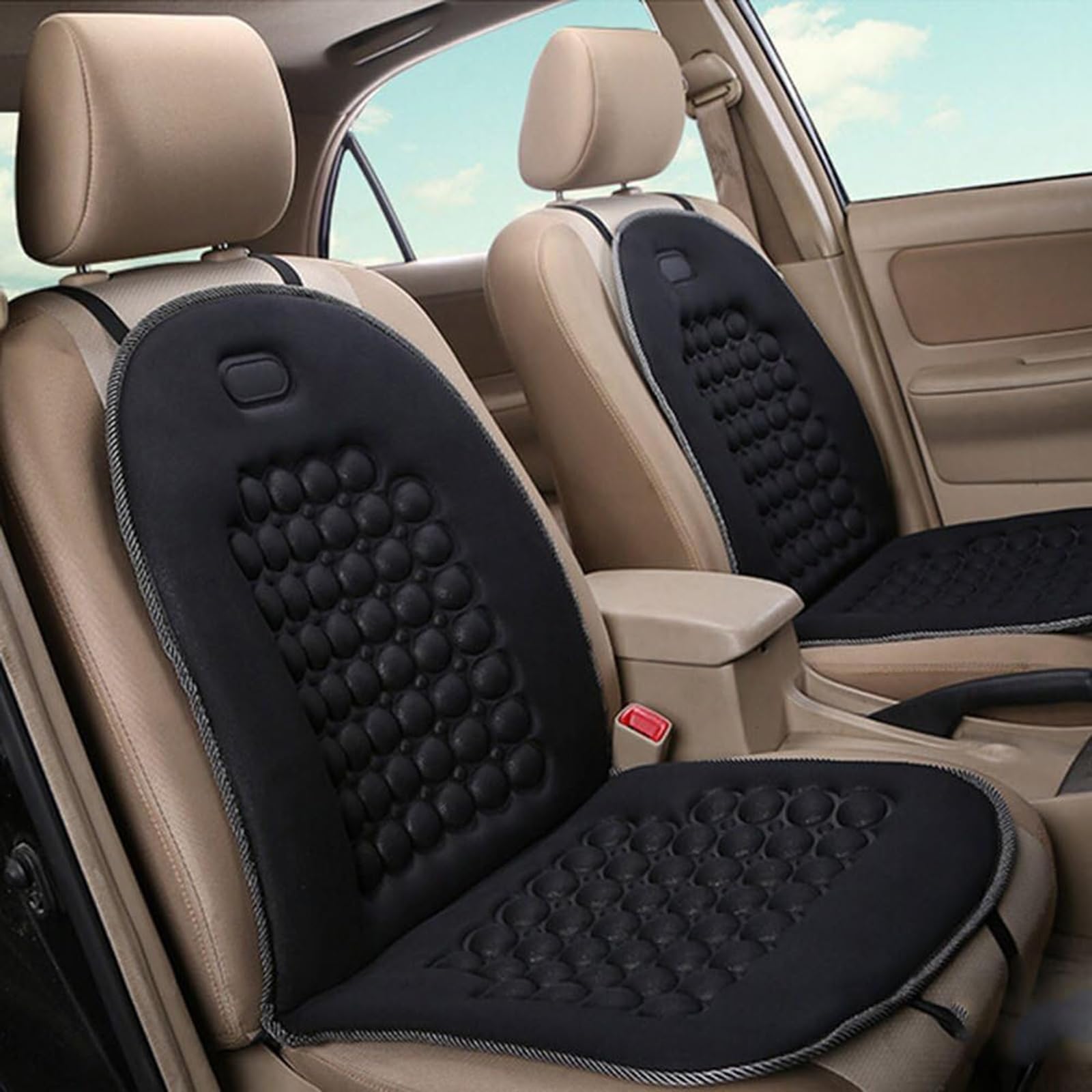 Rable Masaje Cojín de Asiento para Fiat Freemont/Idea/Linea/Multipla/Panda/Punto/Qubo, con Fondo Antideslizante para Aliviar la Presión de Las Caderas,C Black-A