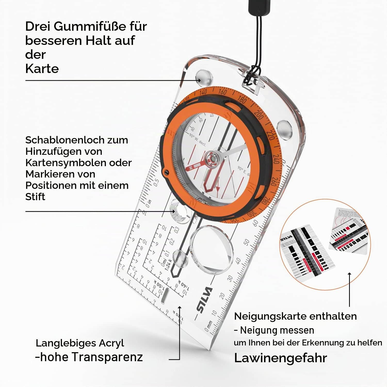 Silva Kompass Outdoor - Expedition - Maßstab 1:25k 1:40k 1:50k - MM & Zoll - Für häufige Kompassanwender, Fortgeschrittene Nutzer und Profis - Kompass Militär - Marschkompass