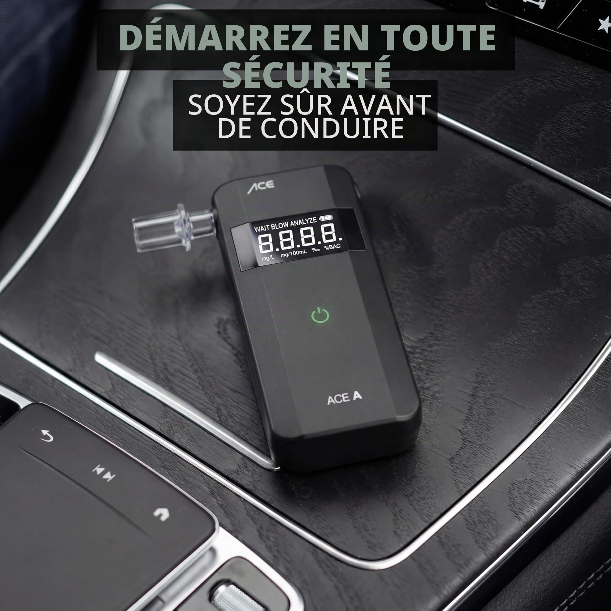 ACE A Alkotester - alcootest/promilotest numérique - alcootest avec capteur électrochimique et commande à 1 bouton