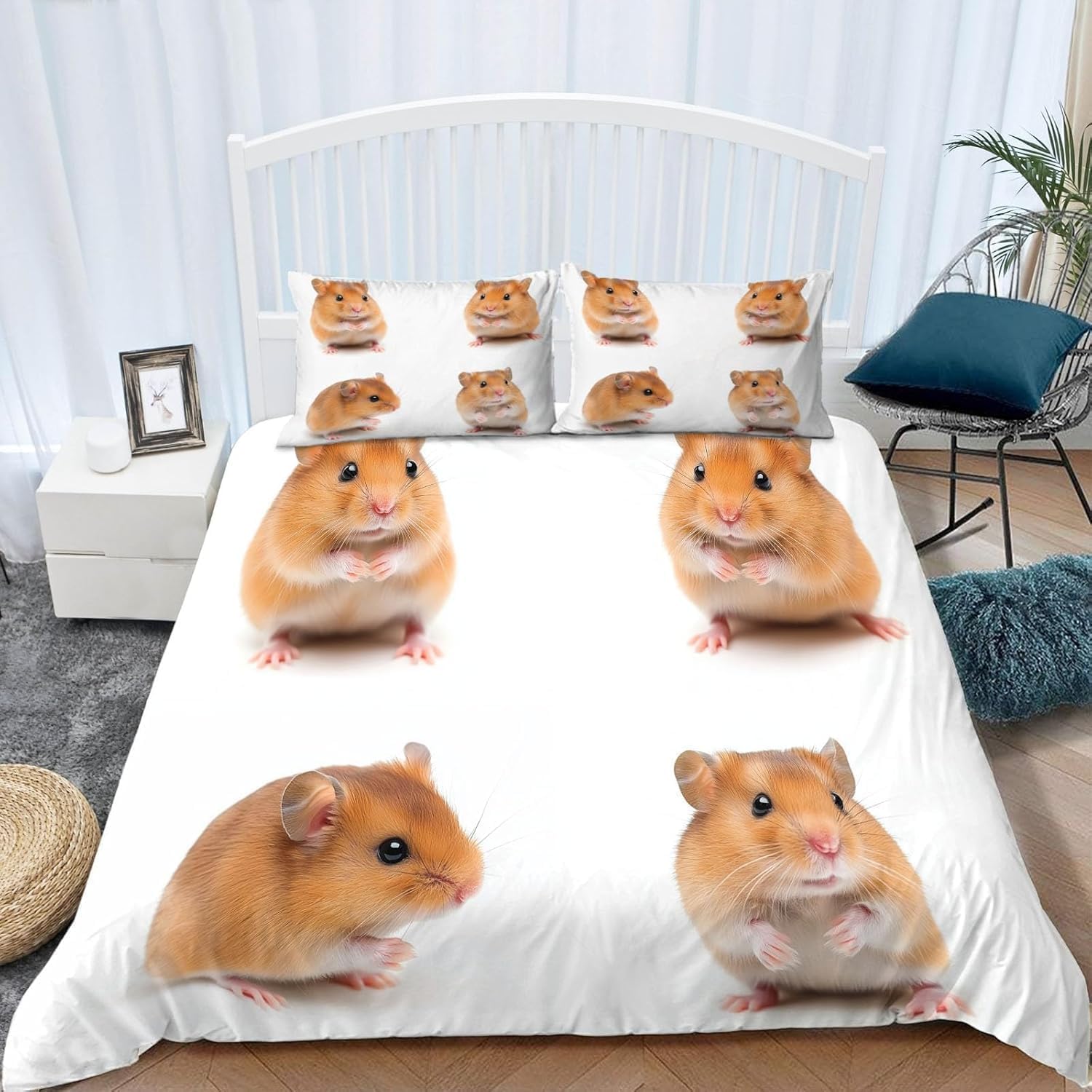 Housse de couette 220x240 souris imprimée en microfibre avec 2 taies d'oreiller C-2854