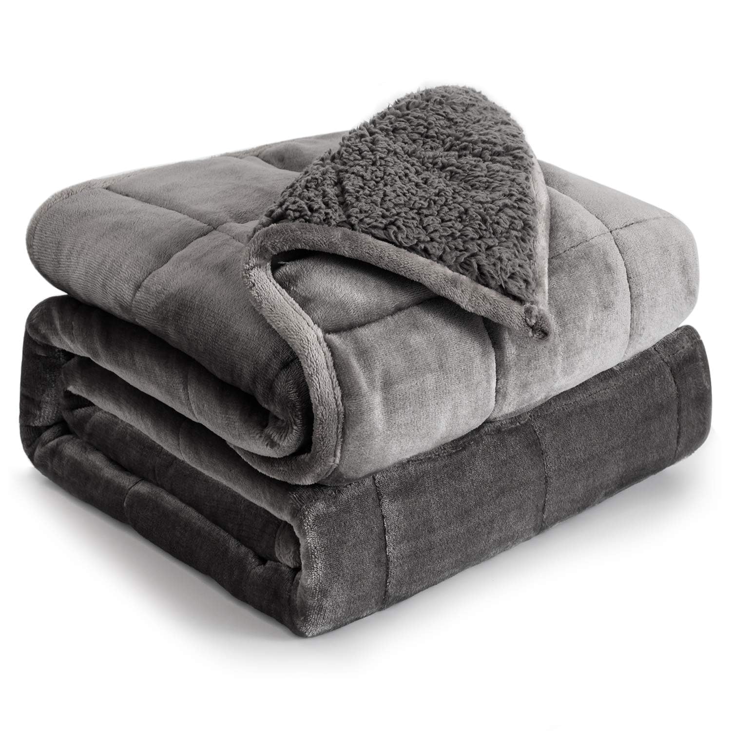 Cottonblue Weighted Blanket 20 lbs for Adults King Queen Size 80x87in Soft | Cozy Sherpa Fleece Weighted Throw Blankets for Calm Sleep Relax, Warm Fuzzy Comfort Flannel Heavy Blanket for Bed Sofa, Grey