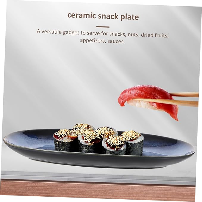Plato de Cerámica Rectangular Azul para Servir Sushi miniatura 8