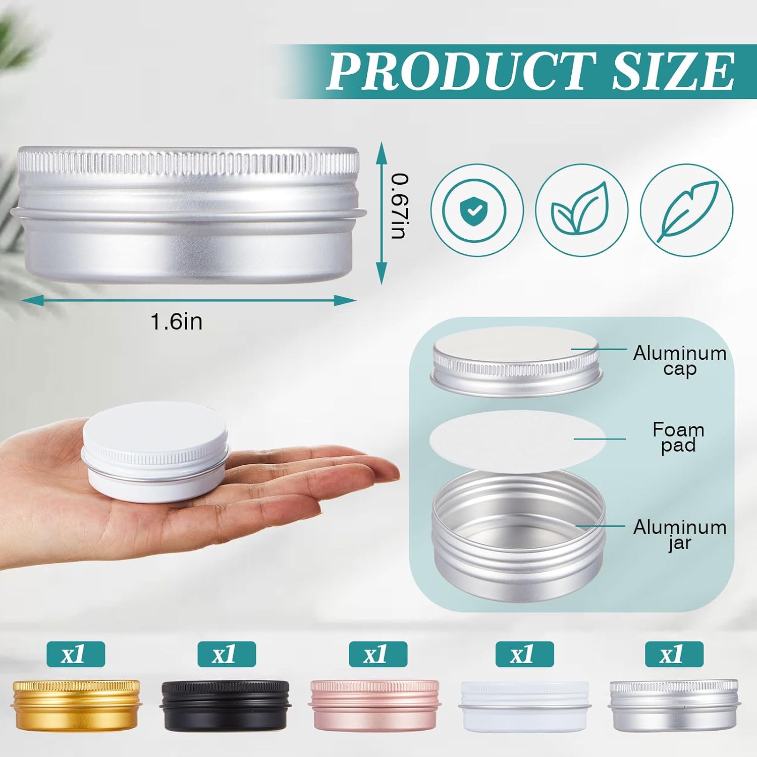 5 Pcs 0.5 oz Alum Tin Cans with Lid bulk for Lip Balm, MultiColor