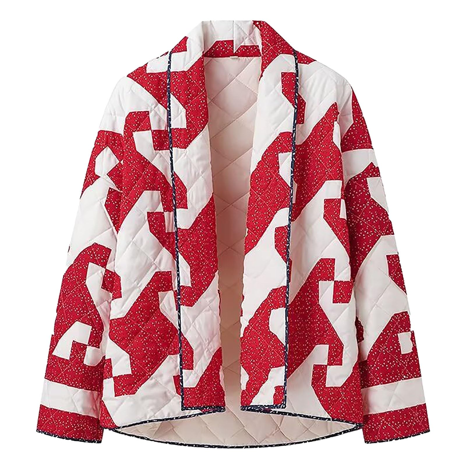 Chaqueta Mujer Abrigo Entretiempo Invierno Cazadora Plumiferos，Chaqueta acolchada con estampado en contraste y sueltas de tamaño para mujer