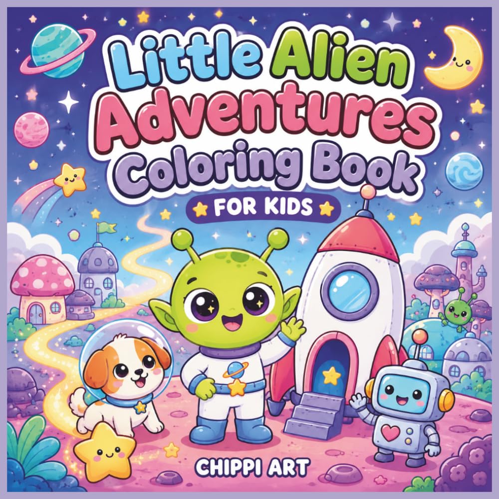 Little Alien Adventures Coloring Book for Kids: A Cute Space Adventure Coloring Book for Kids Ages 4–8 (Cute and Cozy Galaxy Coloring Books for Kids)