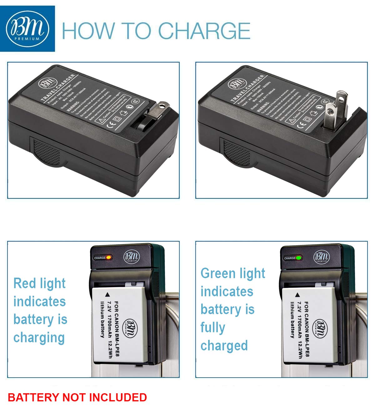 Kastar AC & USB-C Battery Charger, Compatible With Canon LP-E8 LC-E8, EOS Rebel T2i, T3i, T4i, T5i, 550D, 600D, 650D, 700D, Kiss X4, Kiss X5, Kiss X6