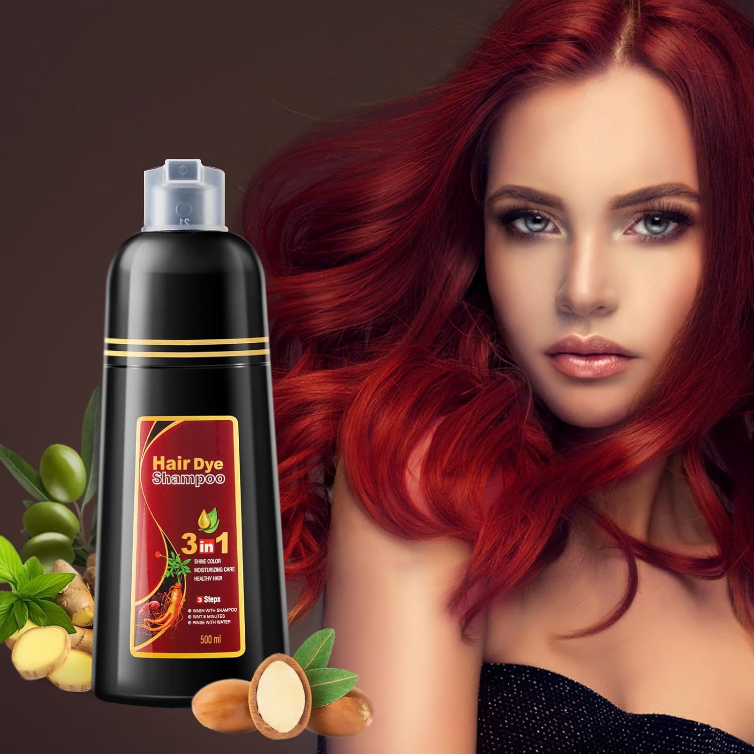 Mankani Hair Dye Shampoo Wine Red 3 in 1 for Women for