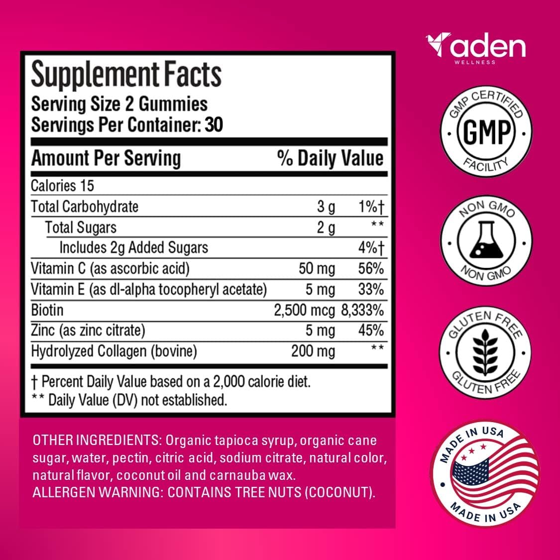 Collagen Gummies for Women & Men Low Sugar with Biotin Vitamin C E Zinc – Hair Growth, Strong Nails, Skin Care, Anti-Aging – Type 1 & 3 Collagen Protein Supplement – No GMO Gluten Free Gummy Vitamins