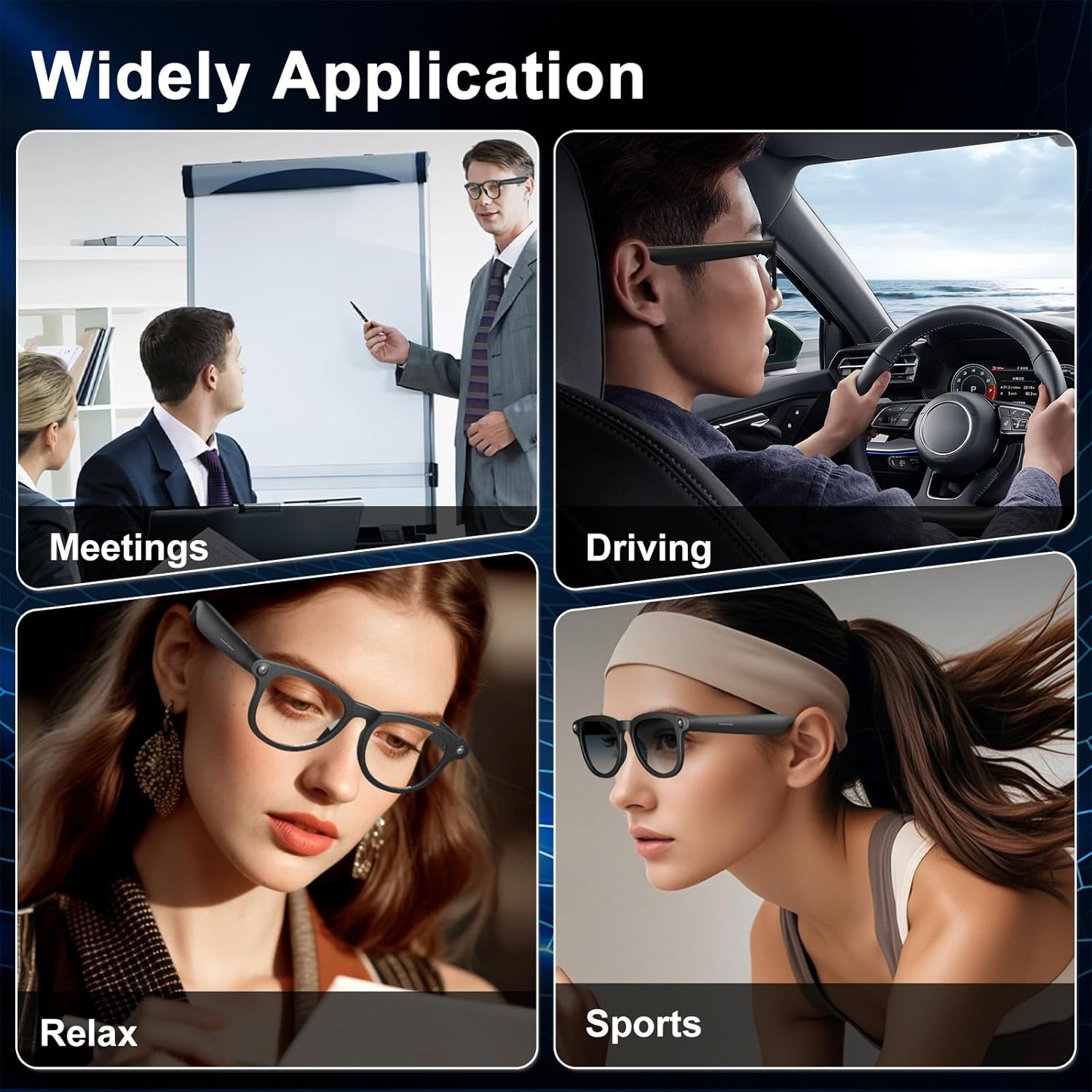AI Smart Glasses for Men & Women, HD Camera Glasses, Video Recorder, AI Real time Translation, Music Playback, Hands-Free Calls, 4 Color Lenses for Daily Use,Travel