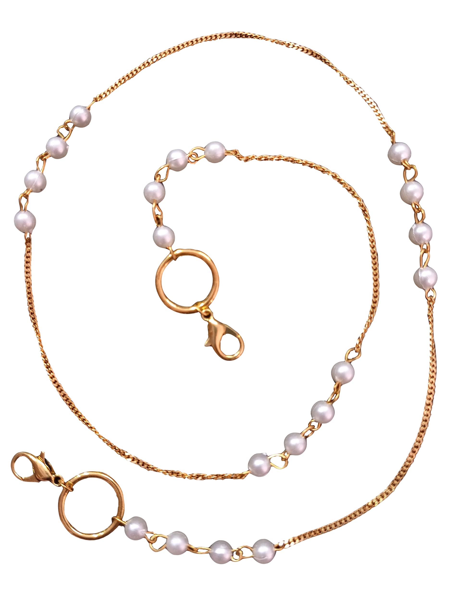 Pearl Beaded Mask Chain Holder Strap Holder Cord Eyewear Necklace Retainer for Women Beaded Lanyard, Made in India, 27" Long