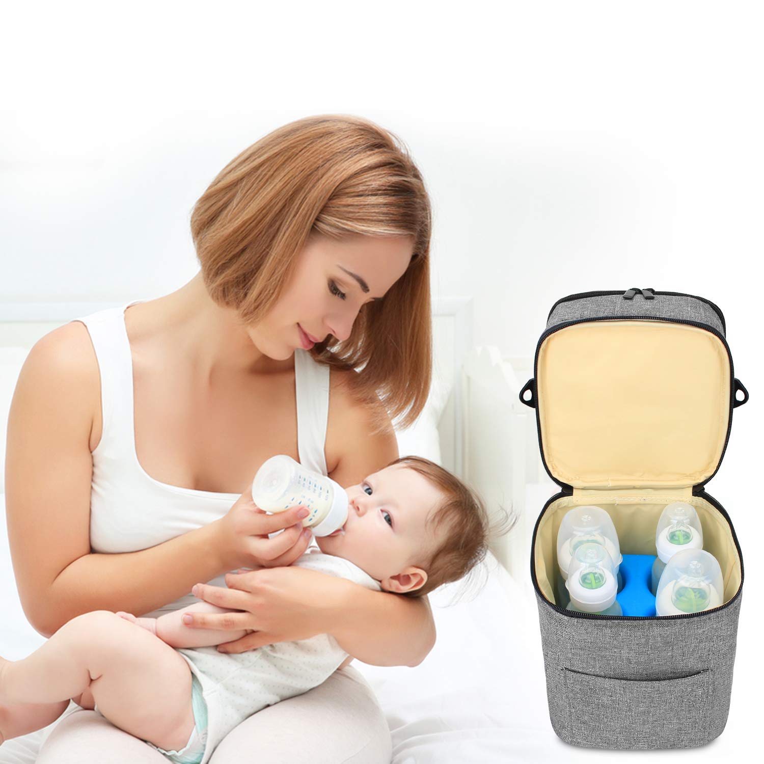 Luxja Borsa Isotermica per Biberon (Tenere 4 Flaconi del Latte Materno)