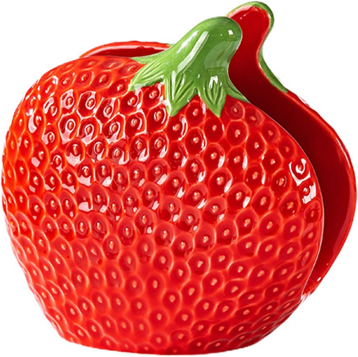 Strawberry Napkin Holder for Table, Cute Ceramic Fruits Paper Napkins Holder Stand Freestanding Tissue Holder Dispenser for Dining Roon Kitchen Home Decor (Red)